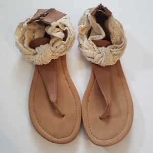 Maurices crochet tan sandals
